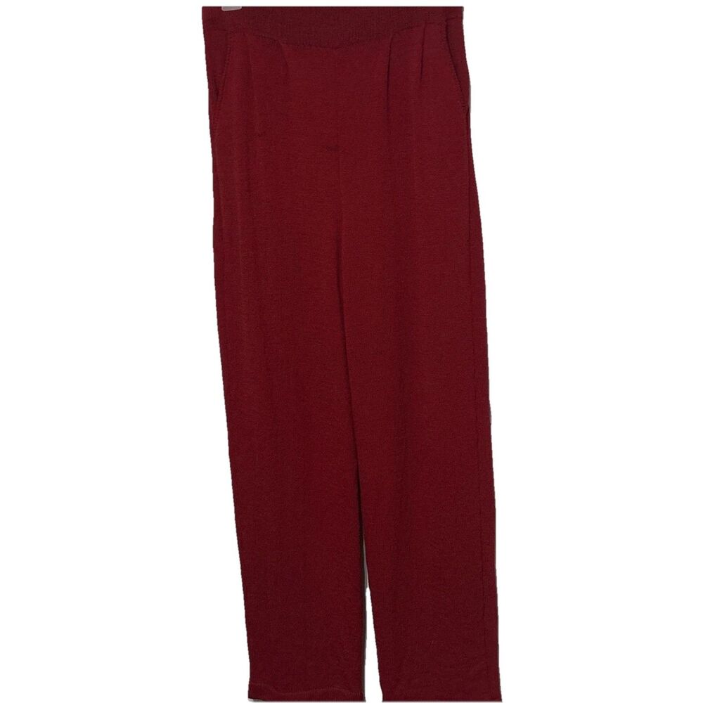 St. John Collection Marie Grey Red Santana Knit Pull-On Pant Trouser Size 4 FLAW